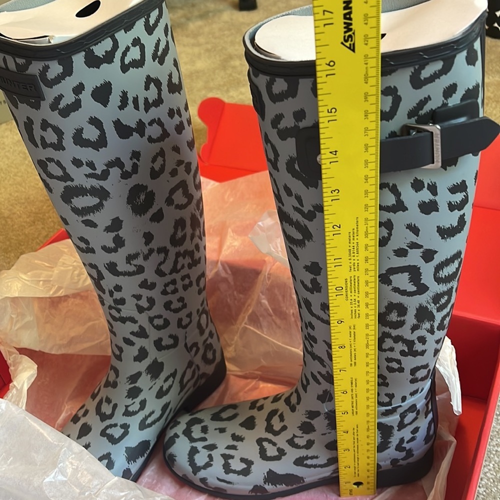 New Hunter Women’s Original Tall Leopard Print Refined Rainboots Size US 6 - Picture 7 of 11